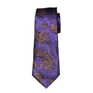 Gascoigne Italian Silk Tie Purple Black Gold Men's